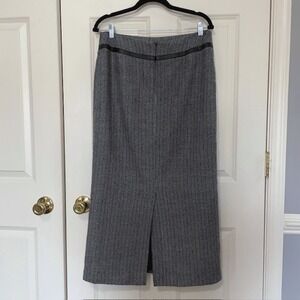 Focus‎ 2000 Black White Herringbone Midi  Pencil Skirt Size 12 Winter Classic
